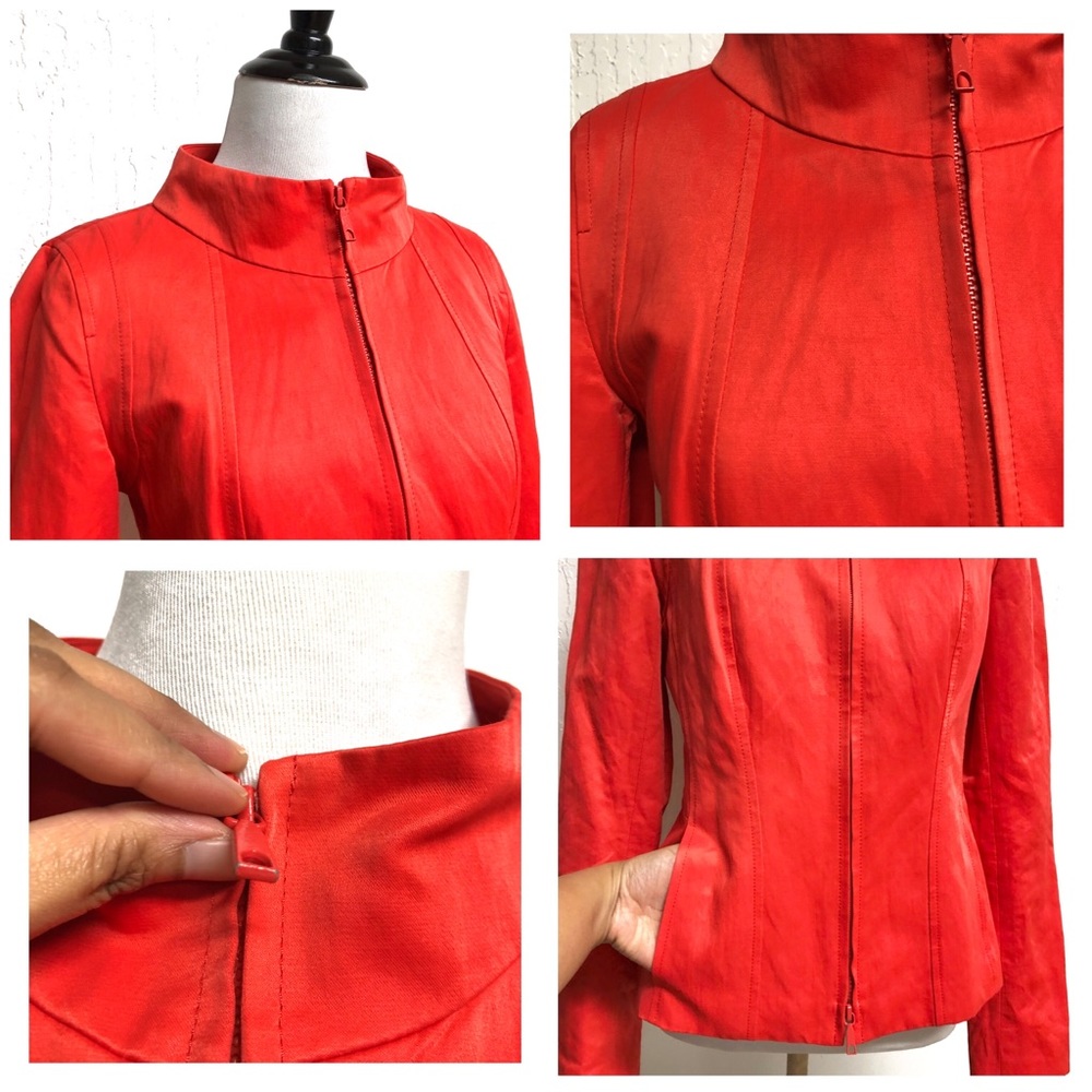Lafayette 148 Orange Zip Front Cotton Blend Jacket - Picture 7 of 9